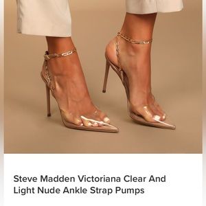 Steve Madden Victoriana Clear And Light Nude Ankle Strap Pumps